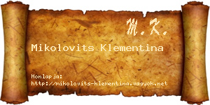 Mikolovits Klementina névjegykártya
